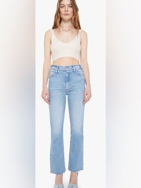 MOTHER The Hustler Ankle Fray Jeans Light Wash Size 30
